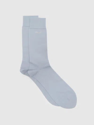 Reiss Sky Blue Milo Cotton-blend Script-logo Socks