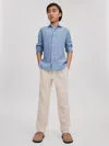 Reiss Sky Blue 3-9 Yrs Striped Linen Cutaway Collar Shirt