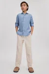 Reiss Sky Blue Ruban 9-13 Yrs Linen Cutaway Collar Shirt