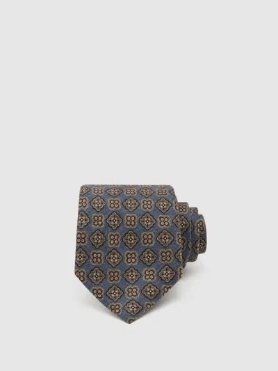 Reiss Sky Blue Silk Floral Medallion-print Tie