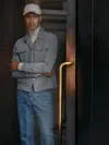 Reiss Sky Blue Suede Trucker Jacket