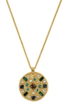Reiss Skye Crystal Coin Pendant Necklace In Gold Tone/multi Crystal