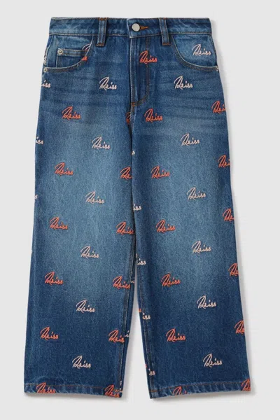 Reiss Skylar - Blue Skylar Teen Relaxed Embroidered Logo Jeans