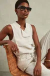 Reiss Stone Belted Utility Jumpsuit In Stone