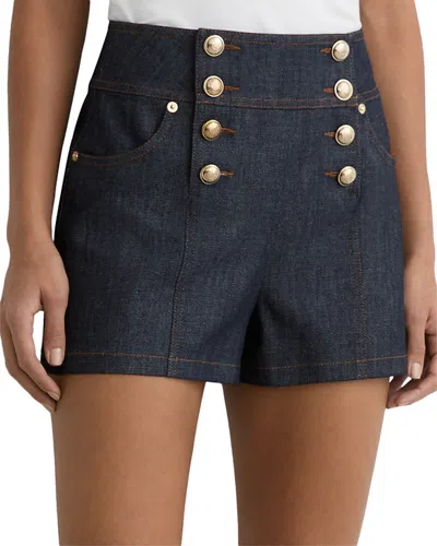 Reiss Skylar Button Front Denim Shorts In Blue