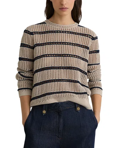 Reiss Womens Neutral Navy Skylar Stripe-print Cotton-blend Jumper In Multi