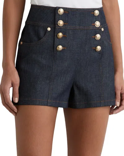Reiss Skylar Button Front Denim Shorts In Blue