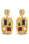 Reiss Skylin Crystal Rectangle Drop Earrings In Multi