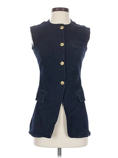 Pre-owned Reiss Sleeveless Button Down Shirt In Blue