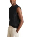 Reiss Navy Cotton-blend Crochet Vest In Gray