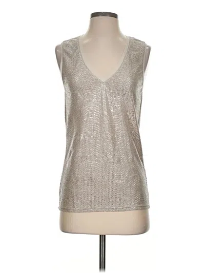 Pre-owned Reiss Sleeveless Top Silver Metallic Pattern V-neck Tops