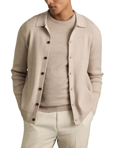 Reiss Slim Fit Cardigan Sweater In Oatmeal Melage
