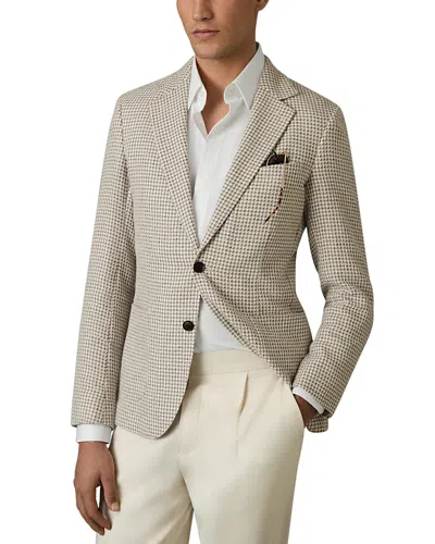 Reiss Slim Fit Dogtooth Check Blazer In Grey/white