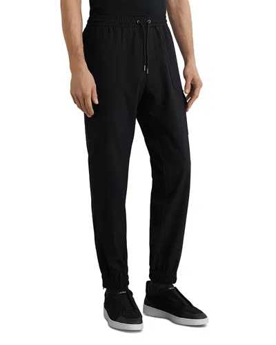 Reiss Slim Fit Hidden Cargo Trousers In Black