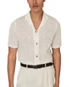 Reiss Kipling Texture Knit Camp Shirt In White