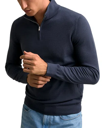 Reiss Slim Fit Quarter Zip Merino Wool Sweater In Blue