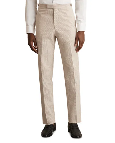 Reiss Slim Fit Seersucker Mixer Trousers In Neutral