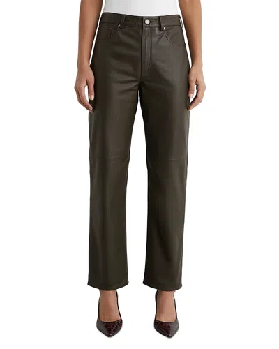 Reiss Slim Leg Leather Trousers In Multi