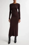 Reiss Sloane Long Sleeve Wool Body-con Dress In Berry