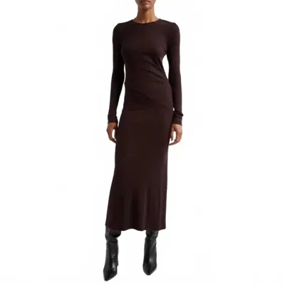 Reiss Sloane Long Sleeve Wool Bodycon Dress In Berry In Black