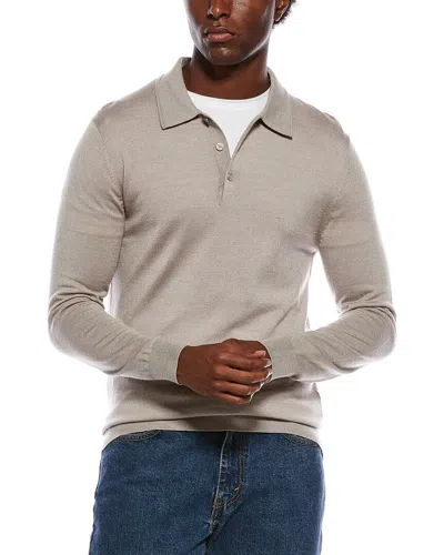 Reiss Snap Polo Shirt In Neutral