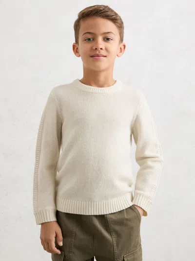 Reiss Snow Beech 3-9 Yrs Wool-blend Rib-detail Jumper In Blue
