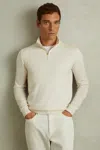 Reiss Blackhall Merino Wool Slim Fit Quarter Zip Sweater In Snow