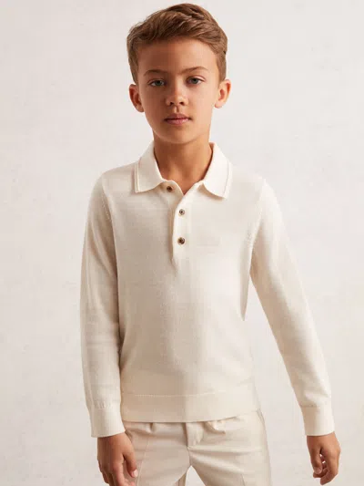 Reiss Snow Merino Wool Long-sleeve Polo Shirt