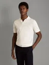 Reiss Snow Merino Wool Open Collar Polo Shirt In White