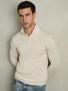 Reiss Snow White Blackhall Merino Wool Half-zip Jumper In White