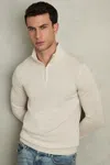 Reiss Snow White Blackhall Merino Wool Half-zip Jumper In Snow White