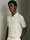 Reiss Snow White Maxwell Merino Wool Half-zip Polo Shirt