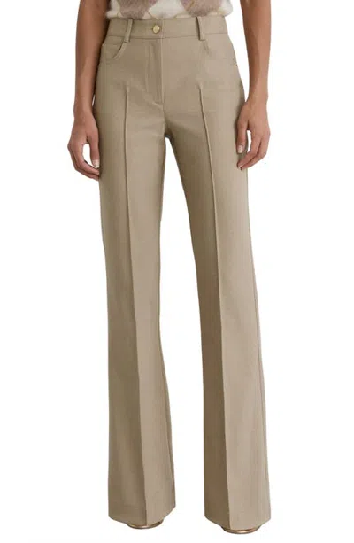 Reiss Sofia Flare Twill Trousers In Brown