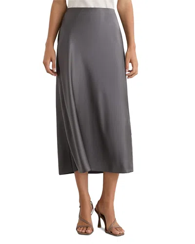 Reiss Sofia Silk Midi Skirt In Gray