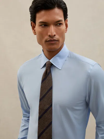 Reiss Soft Blue Atelier Wool Regular-fit Shirt In Multi
