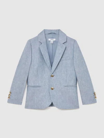 Reiss Soft Blue Atlantic J 3-9 Yrs Linen Single-breasted Tailored Blazer