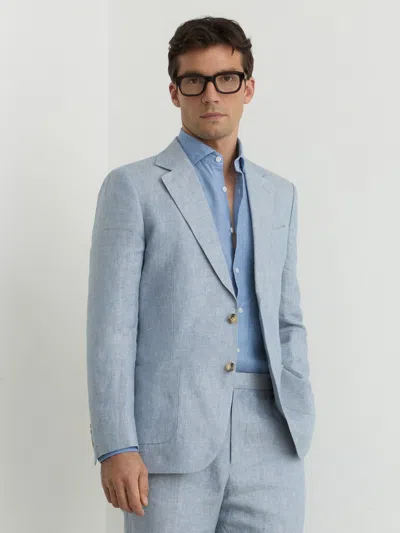 Reiss Soft Blue Atlantic Tailored Fit Linen-twill Single-breasted Blazer Tailored-fit
