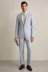 Reiss Soft Blue Belmont Sb Single-breasted Textured Blazer Slim-fit With Wool