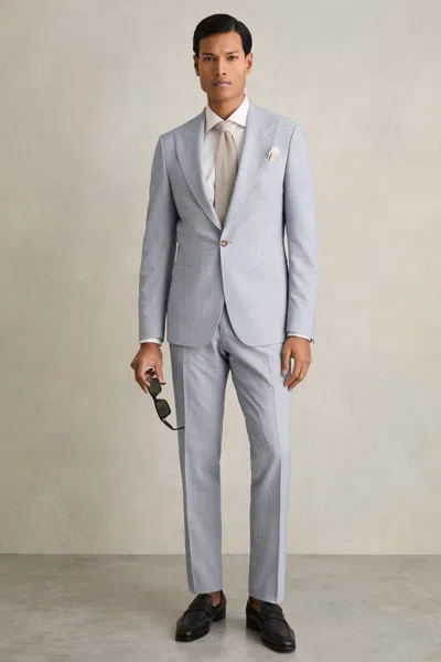 Reiss Soft Blue Belmont Single-breasted Textured Blazer Slim-fit With Wool
