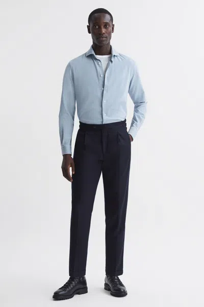Reiss Soft Blue Corduroy Cutaway Collar Shirt