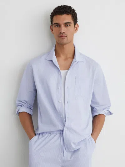 Reiss Soft Blue Corso Pinstripe Regular-fit Long-sleeve Shirt With Cotton