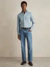 Reiss Soft Blue Cotton-jersey Button-through Shirt In Blue