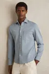 Reiss Soft Blue Cotton-twill Cutaway-collar Overshirt In Blue