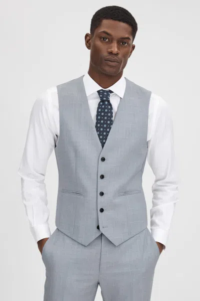 Reiss Soft Blue Slim Fit Wool Waistcoat