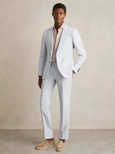 Reiss Soft Blue Kin Slim Fit Linen Adjuster Trousers