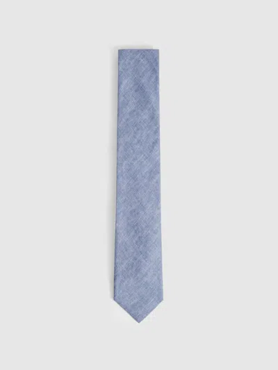 Reiss Soft Blue Linen Textured Tie