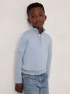 Reiss Soft Blue Melange 9-13 Yrs Merino Wool Half-zip Funnel Neck Jumper