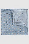 Reiss Soft Blue Melange Almond Print Silk Pocket Square