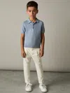 Reiss Soft Blue Melange 9-13 Yrs Merino Polo Shirt