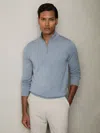 Reiss Soft Blue Melange Merino Wool Half-zip Jumper